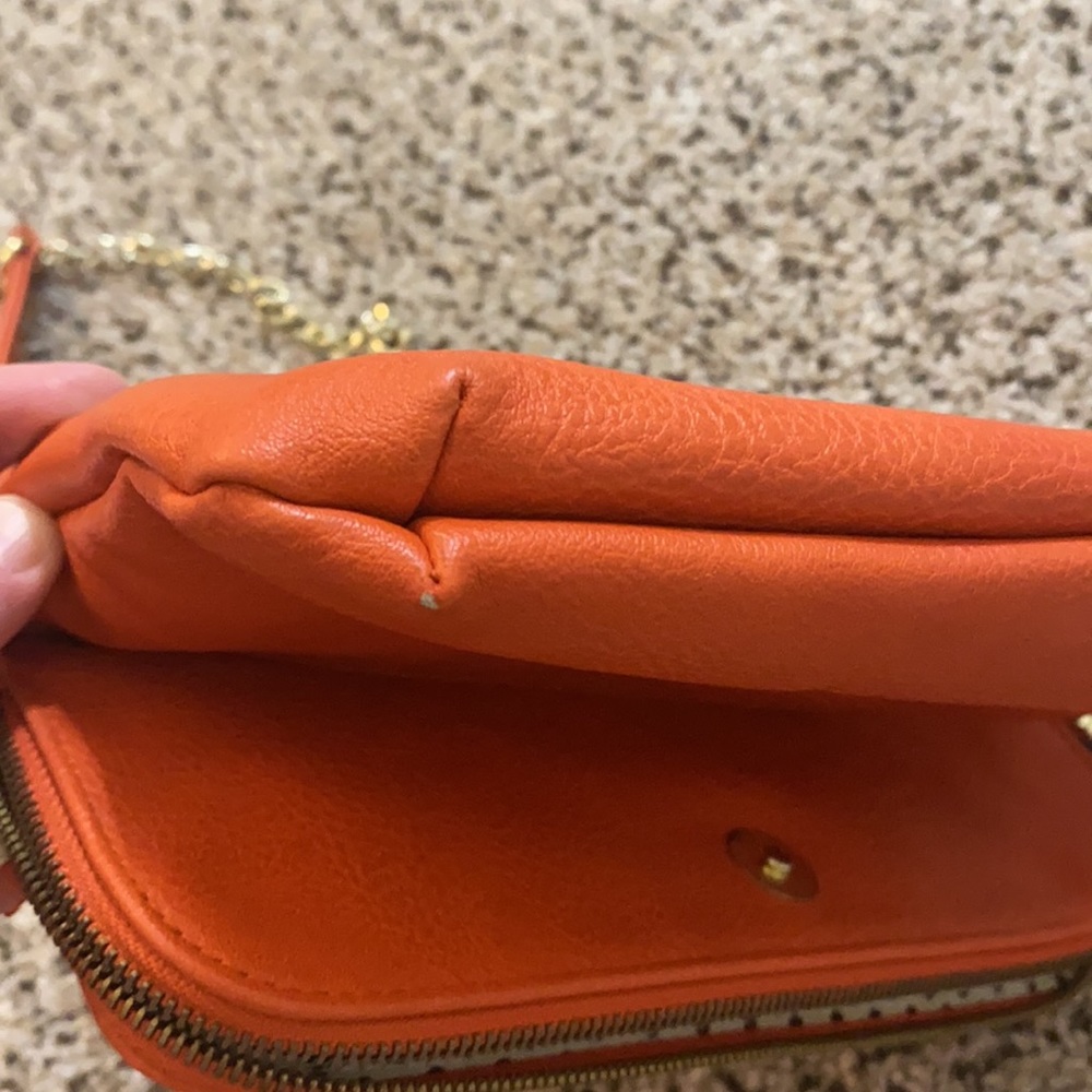 Orange fold over crossbody with gold hardware - gently used - Picture 10 of 11